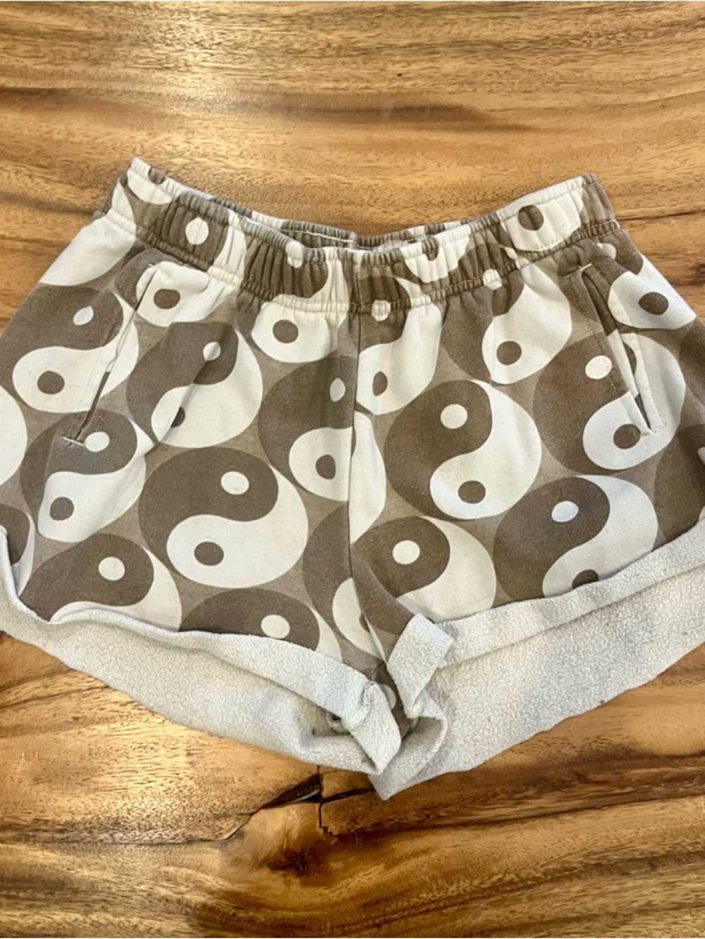 PacSun Brown & Cream Yin Yang Athletic Shorts